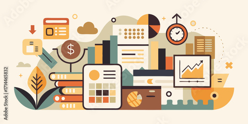 Leadership business illustration on beige background