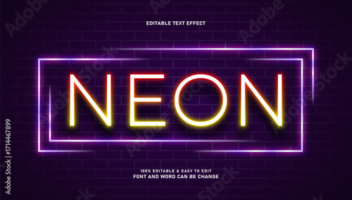 editable neon style text effect