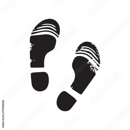 Black Footprint Silhouettes on White Background Footwear Impressions