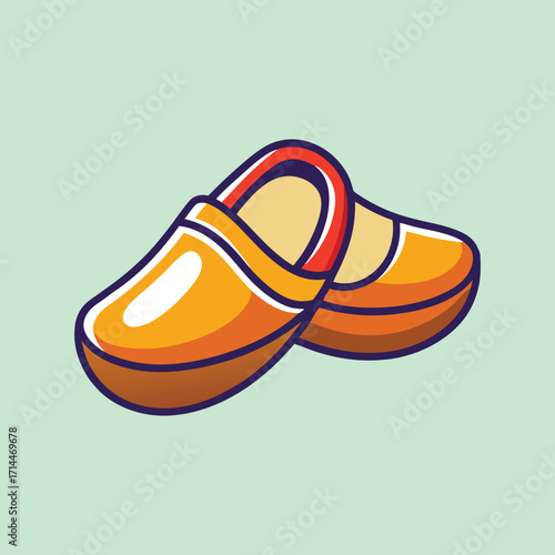 Cute Pair of Orange and Red Comfort Slippers on a Teal Background
