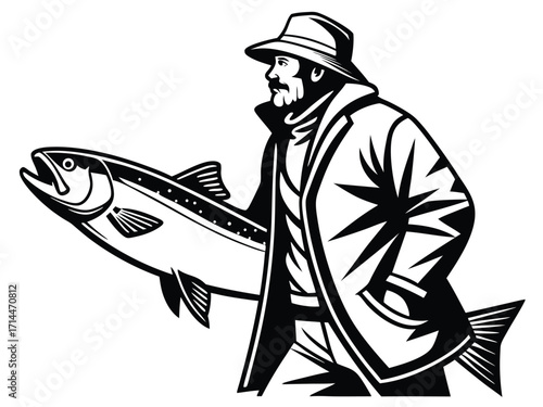 fisherman with a fishing rod