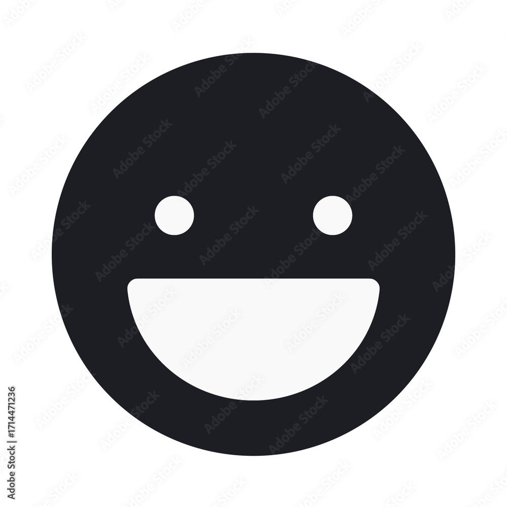 Fototapeta premium 笑顔のシンプルなアイコン（顔部分黒塗り・白線版）