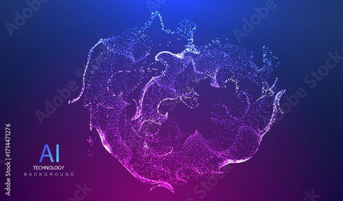 Particles splash circle vector in ai technology style.