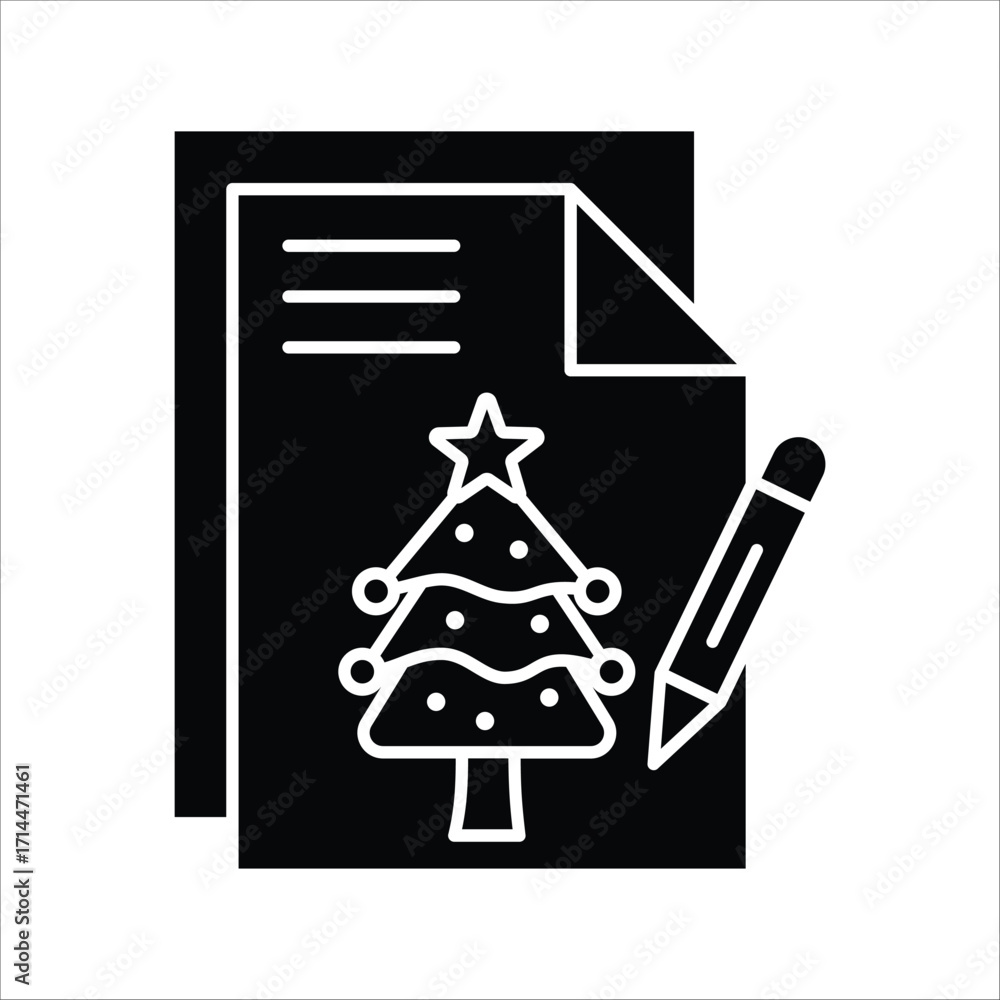 Fototapeta premium The icon depicts a notebook with a tree inside and a pencil.