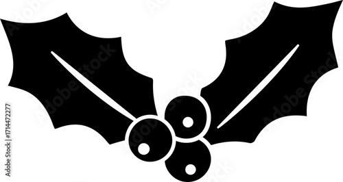 Christmas holly berry silhouette icon.
Transparent background.