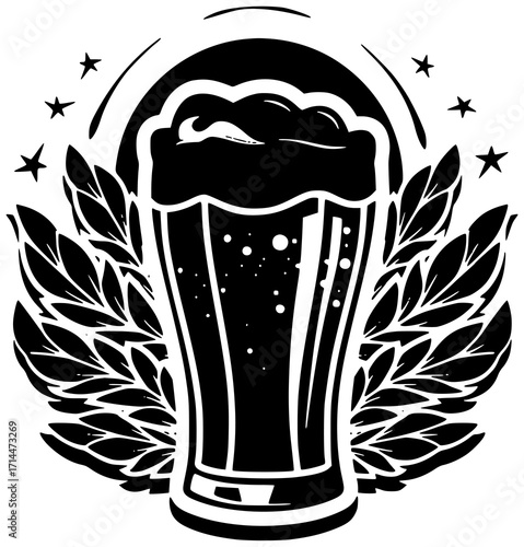 beer illustration alcohol silhouette drink logo pub icon beverage outline bar restaurant glass fun celebration party friendship friends liquid shape craft vector graphic background