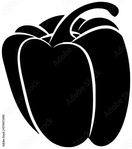 vegetable illustration fresh silhouette food logo organic icon capsicum outline red healthy ingredient raw nutrition vegetarian pepper paprika natural shape with vector graphic background