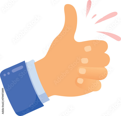 Hand showing thumbs up gesture with and pink sparkles vector