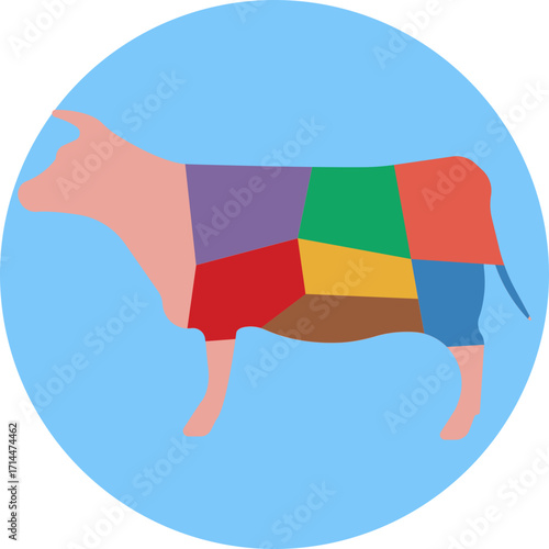 A cut of raw beef, ready for sale or preparation.