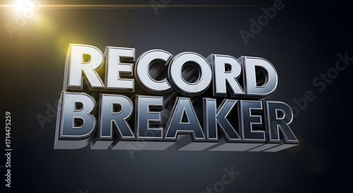 record breaker 3d text with spotlight effect
