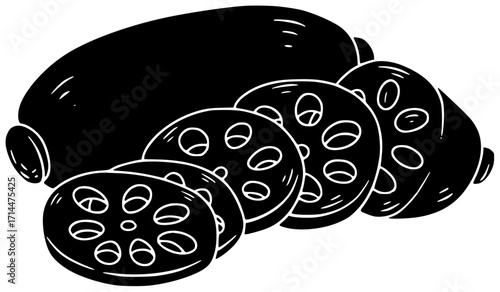 food illustration lotus silhouette root logo healthy icon vegetable outline delicious asian nutrition white traditional dish meal diet slice shape kids vector graphic background
