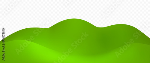 3D cartoon landscape with green grass hill. Minimal nature concept for kid adventure and travel environment