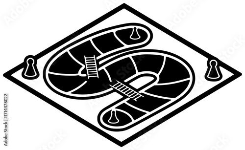 dice illustration board silhouette children logo play icon game outline start ladder funny fun snake team cartoon finish ladders shape backward vector graphic background