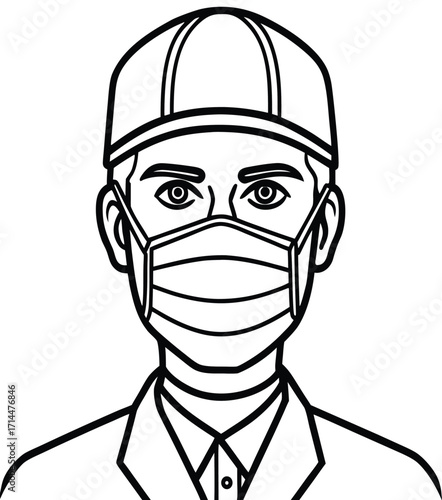 Funny cartoon sketch of masked and helmeted characters for Halloween design