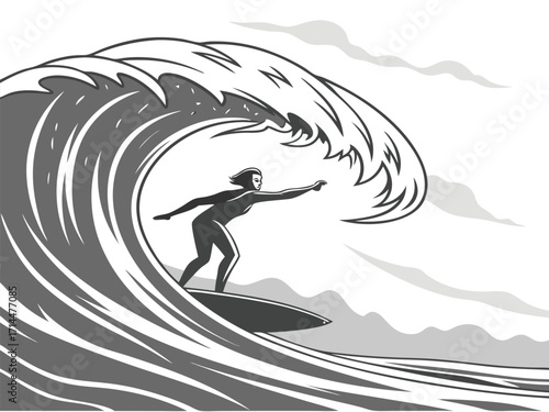 surfing on the waves