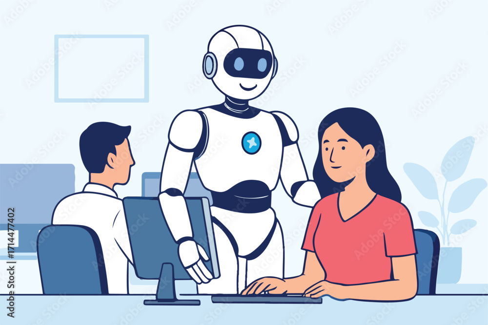 Fototapeta premium robot assisting human