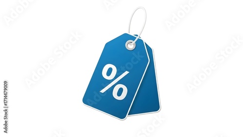 Blue discount tag sale promotion percentage off offer retail price reduction clearance deal shopping on transparent background