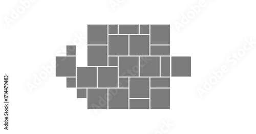 Template photo gallery with mosaic montage and frame layout for picture image or collage composition background. Banner wall creative collection with page poster and mockup shape tile illustration.