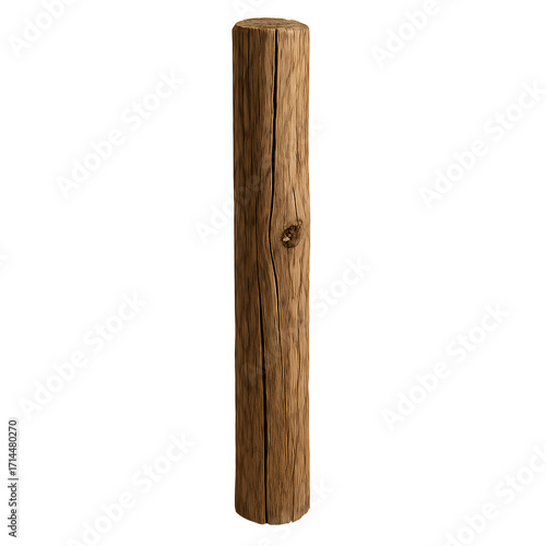 Wooden pole isolated on transparent background