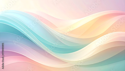 Soft pastel colored abstract background with flowing waves and gentle gradients