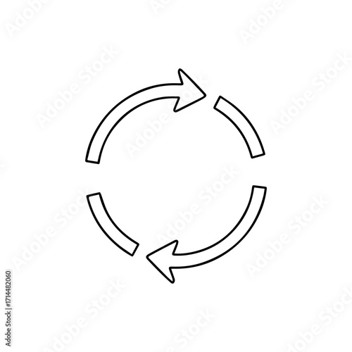 Update and Cycle: A circular contour arrow for technologies and processes. Linear icon on a white background