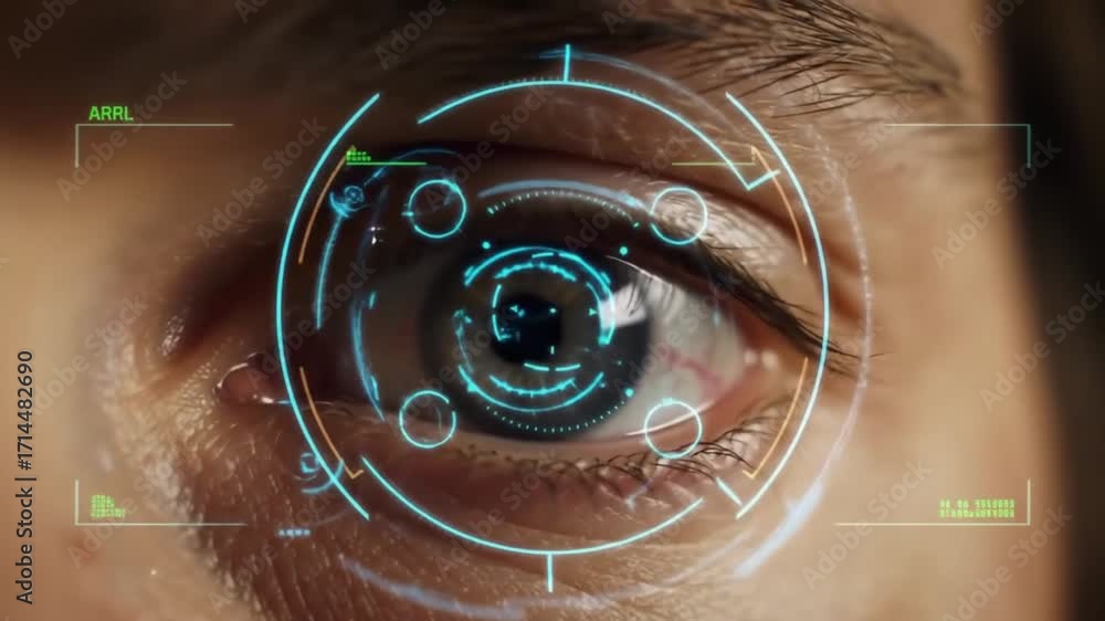 Futuristic biometric scanning of a human eye, showcasing advanced ...
