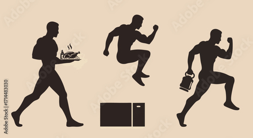 Silhouette Men Balancing Life, Fitness, and Health