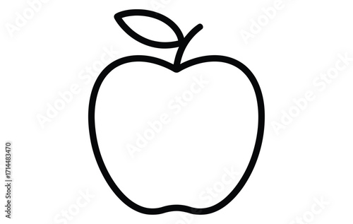 WebCrisp apple outline with leaf, ready for your project, perfect for nutrition campaigns, fresh food markets, or educational materials, a healthy and vibrant symbol of nature's bounty