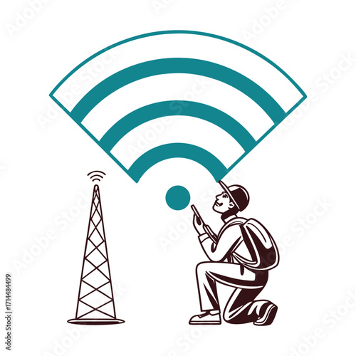 Minimal Wi-Fi Symbol with Concentric Curved Lines