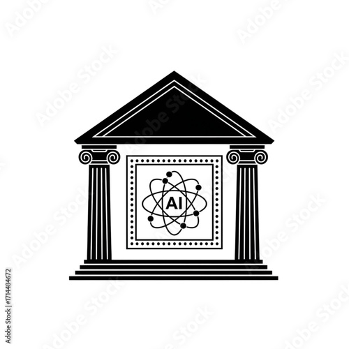 Vector Illustration of an AI Icon Representing Artificial Intelligence, Machine Learning, and Advanced Digital Technology