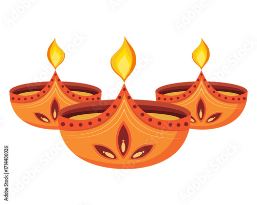 vector illustration of diwali oil diya for happy diwali festival of lights