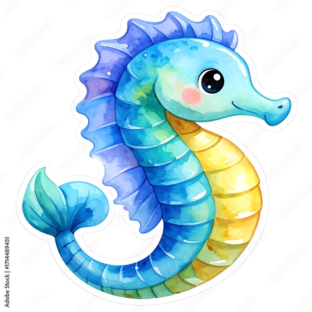 Fototapeta premium Cute cartoon seahorse