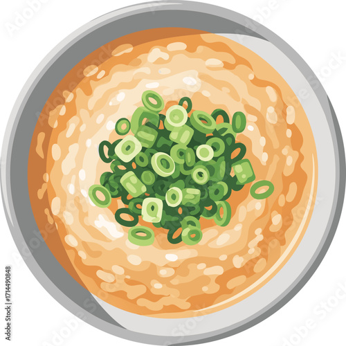 Asian Rice Congee Porridge with Spring Onions
