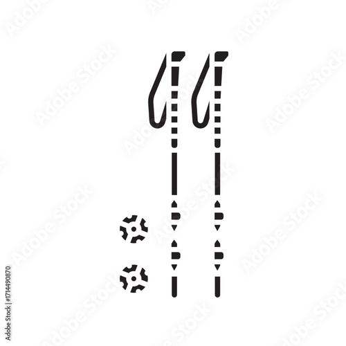 trekking poles black flat icon for digital and print projects.