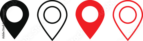 Location icon set. Gps navigation marker. Map pointer symbol
