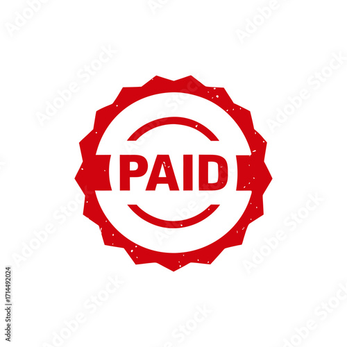 Red paid stamp vector graphic scalable icon for payment confirmation and transactions
