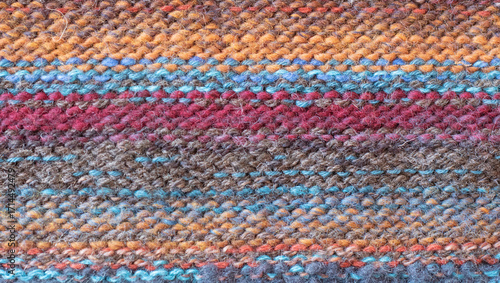 a knitted pattern of different woolen threads