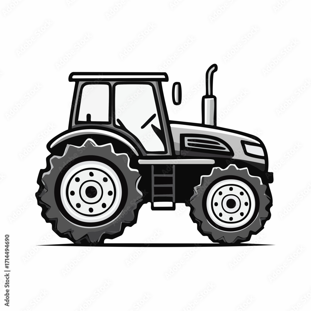 Obraz premium Tractor vectors icons set in filled and strokes on white background