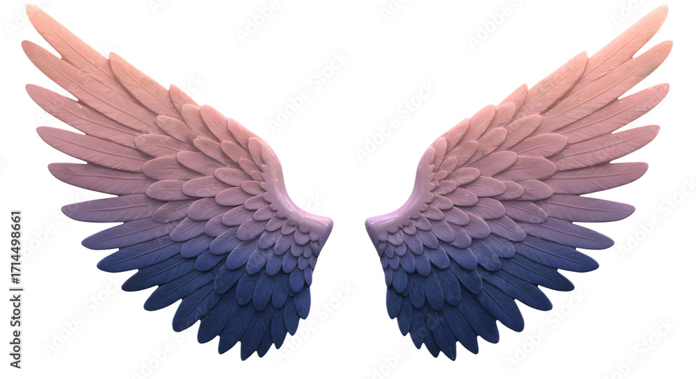 Obraz premium Dreamy Angel Wings with Soft Gradient Lighting png clear alpha channel cutout isolated on transparent background