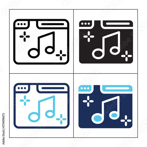 Sound Editing icon set multiple style collection. Style Include outline, solid, dual tone. Vector illustration