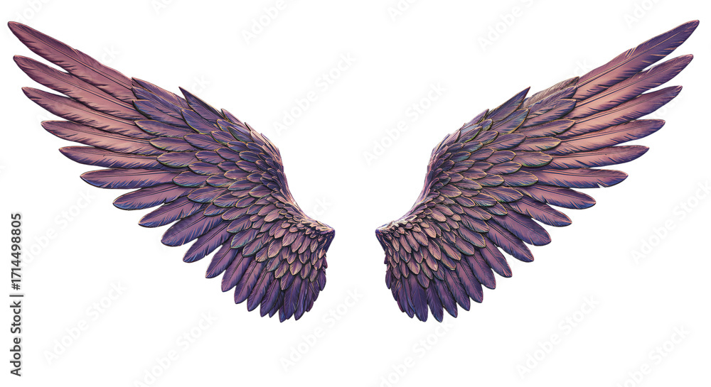 Obraz premium Elegant Angel Wings with Purple and Pink Hues png clear alpha channel cutout isolated on transparent background