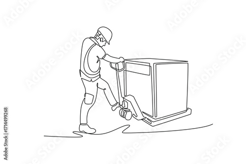 Delivery goods and food concept. Single line draw design. Vector graphic illustration