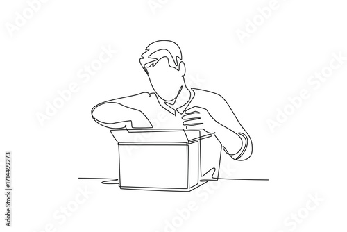 Delivery goods and food concept. Single line draw design. Vector graphic illustration