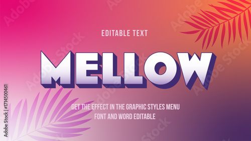 3D Editable Text Effect with sunset Gradient Colors and Tropical Summer Style, mellow, glam, chic