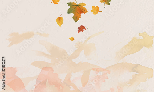 Illustration vector graphic of watercolor autumn leaves background in soft pastel tones, perfect for seasonal greeting cards, invitations, posters, banners, and elegant decorative designs.
