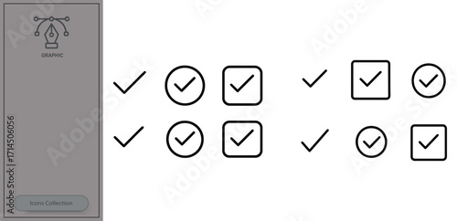 Various checkmark and checkbox designs displayed in a simple layout suitable for user interface projects and design work
