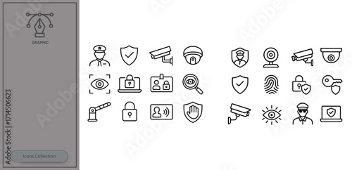 Security icons showcasing various surveillance tools and safety measures for a safe environment