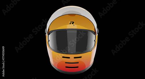 High-quality graphic of a modern racing helmet, isolated on black. Ideal for use as a branding template, team logo element, mockup, or a driver's personal avatar.