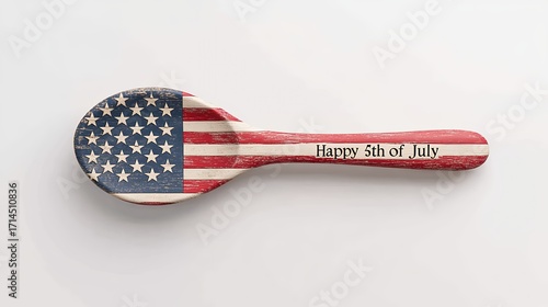 Distressed American Flag Wooden Spoon on White
