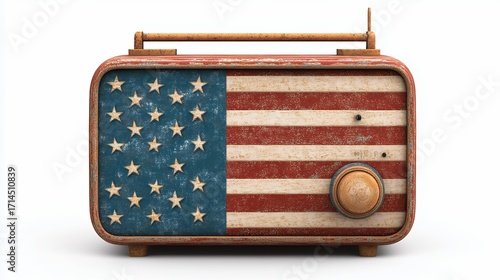 Distressed American Flag Radio Vintage Retro Design
